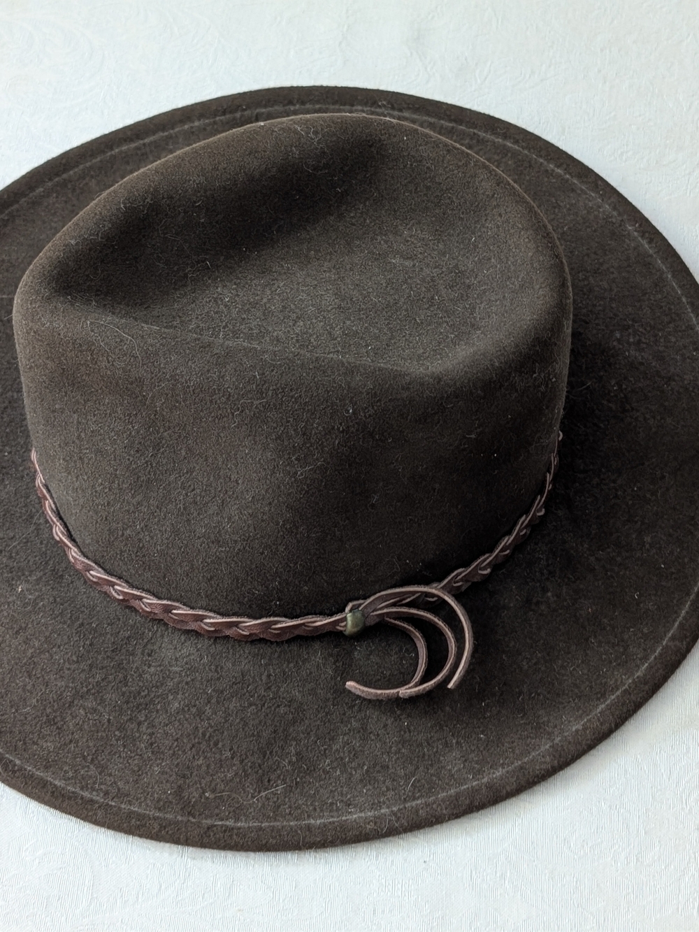 Country Gentleman Brown Fedora Hat Wide Brim Solid Casual Men Size M